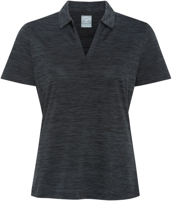 An image of a Custom CALLAWAY BROKEN STRIPE TEXTURE LADIES' POLO. in Black!