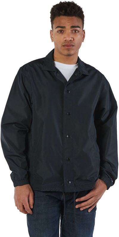 Am image of a Custom Champion Men's Coach's Jacket in Black!