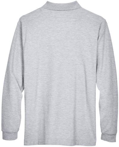 Am image of a Custom Devon & Jones Men's Pima Piqué Long Sleeve Polo in Grey Heather!