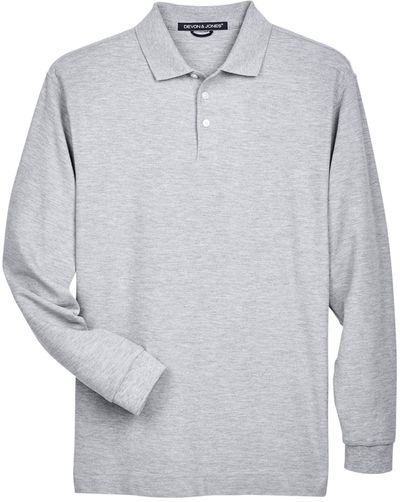 Am image of a Custom Devon & Jones Men's Pima Piqué Long Sleeve Polo in Grey Heather!