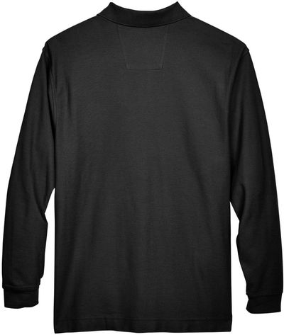 Am image of a Custom Devon & Jones Men's Pima Piqué Long Sleeve Polo in Black!