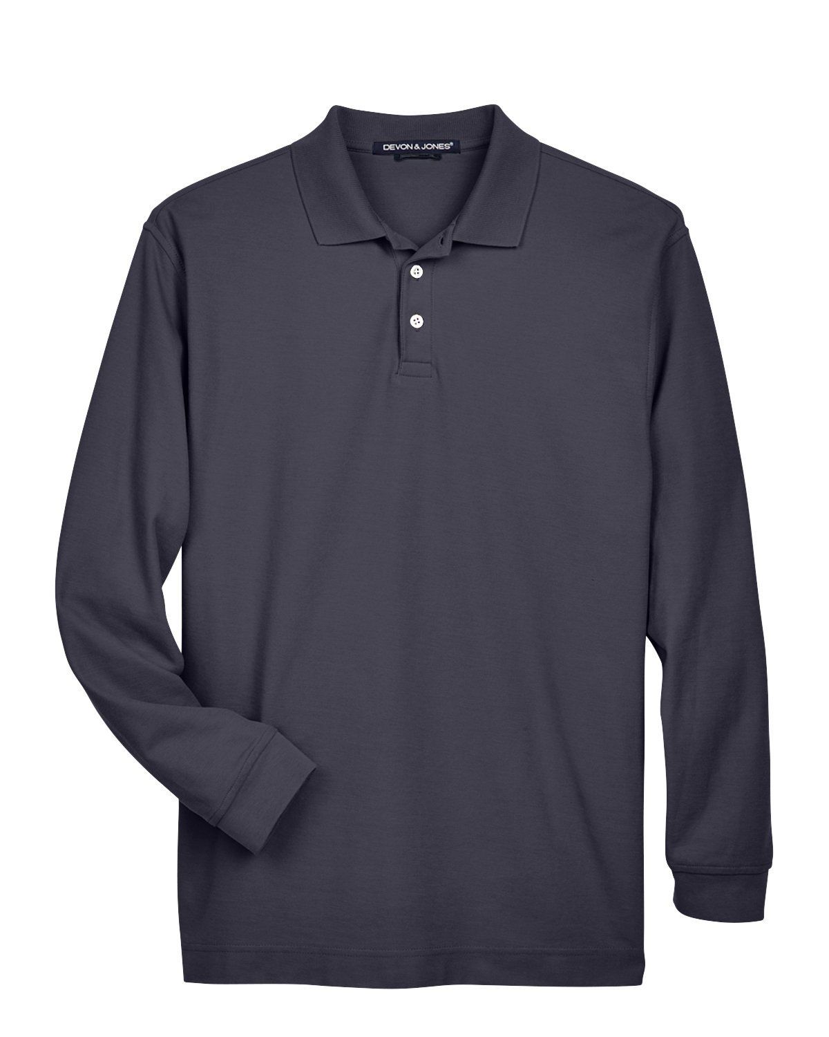 Devon & Jones Men's Pima Piqué Long Sleeve Polo in Navy