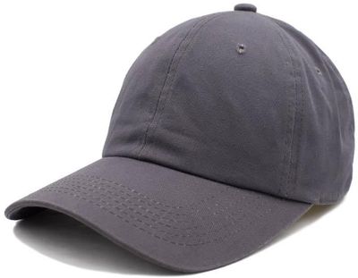 Am image of a Custom Nissi Washed Cotton Dad Cap in Dark Grey!