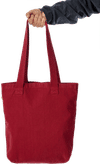 Am image of a Custom LA Apparel Bull Denim Tote Bag 13oz in Dark Red!