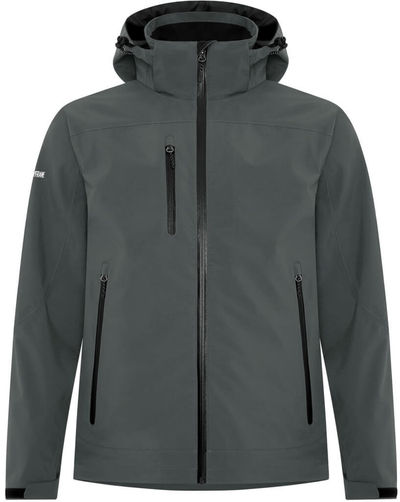 Am image of a Custom Dryframe Tri Tech Waterproof Hard Shell Jacket in Asphalt!