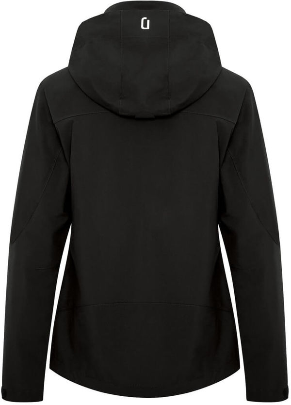 Am image of a Custom Dryframe Tri Tech Hard Shell Ladies Jacket in Black!