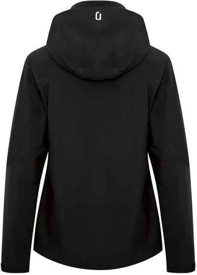 Am image of a Custom Dryframe Tri Tech Hard Shell Ladies Jacket in Black!