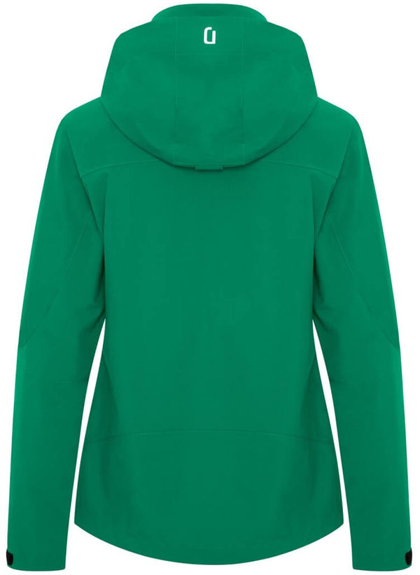Am image of a Custom Dryframe Tri Tech Hard Shell Ladies Jacket in Emerald!