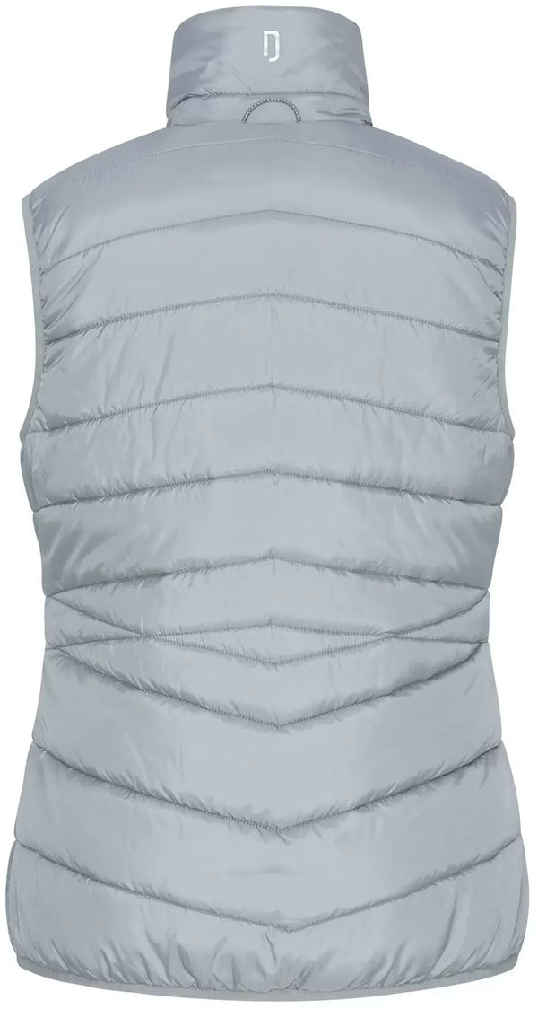 Am image of a Custom Dryframe Dry Tech Insulated Ladies Vest in Platinum Grey!