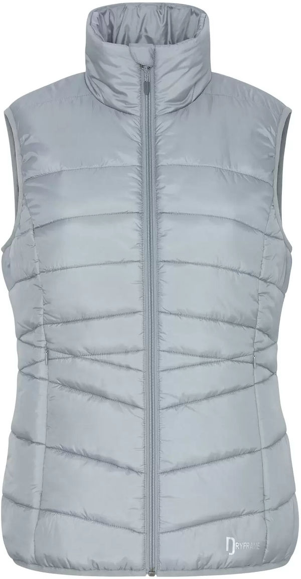 Am image of a Custom Dryframe Dry Tech Insulated Ladies Vest in Platinum Grey!