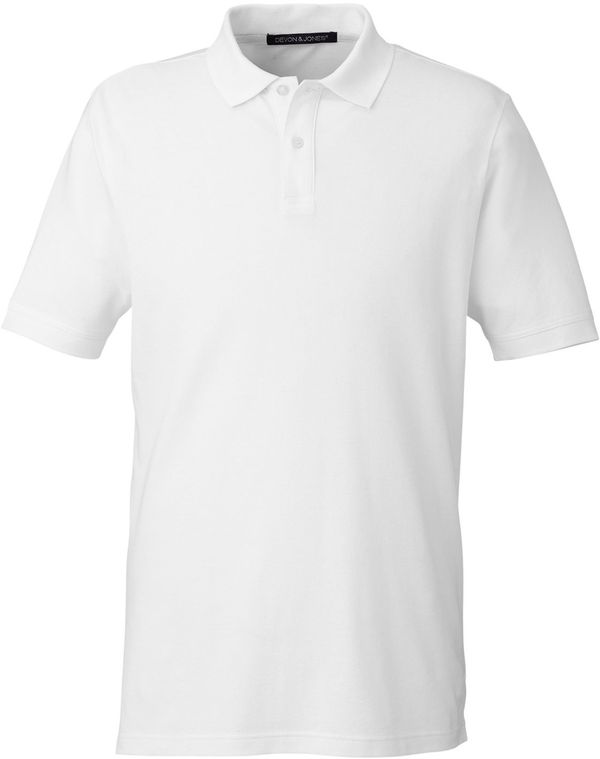 Am image of a Custom Devon & Jones Mens New Classics Performance Polo in White!