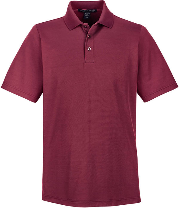 Am image of a Custom Devon & Jones CrownLux Performance™ Men's Plaited Polo in Burgundy!
