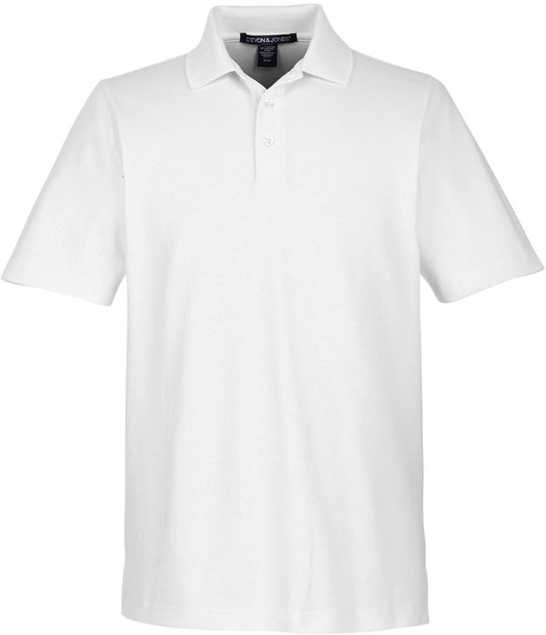 Am image of a Custom Devon & Jones CrownLux Performance™ Men's Plaited Polo in White!