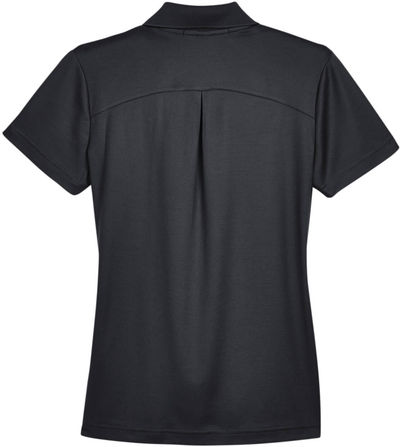 Am image of a Custom Devon and Jones CrownLux Performance Ladies Plaited Polo in Black!