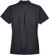 Am image of a Custom Devon and Jones CrownLux Performance Ladies Plaited Polo in Black!