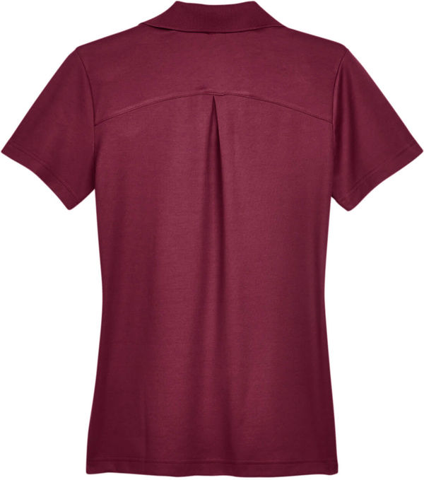 Am image of a Custom Devon and Jones CrownLux Performance Ladies Plaited Polo in Burgundy!