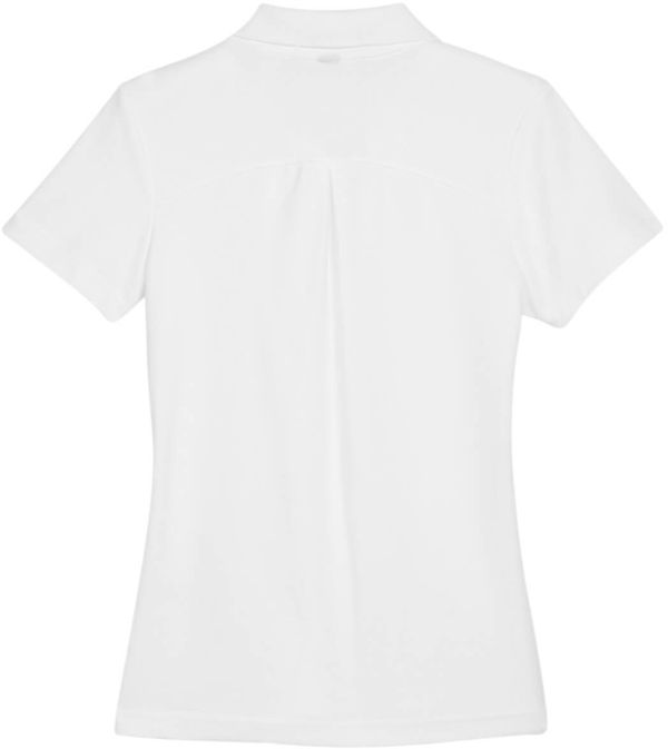 Am image of a Custom Devon and Jones CrownLux Performance Ladies Plaited Polo in White!