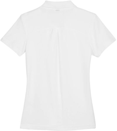 Am image of a Custom Devon and Jones CrownLux Performance Ladies Plaited Polo in White!