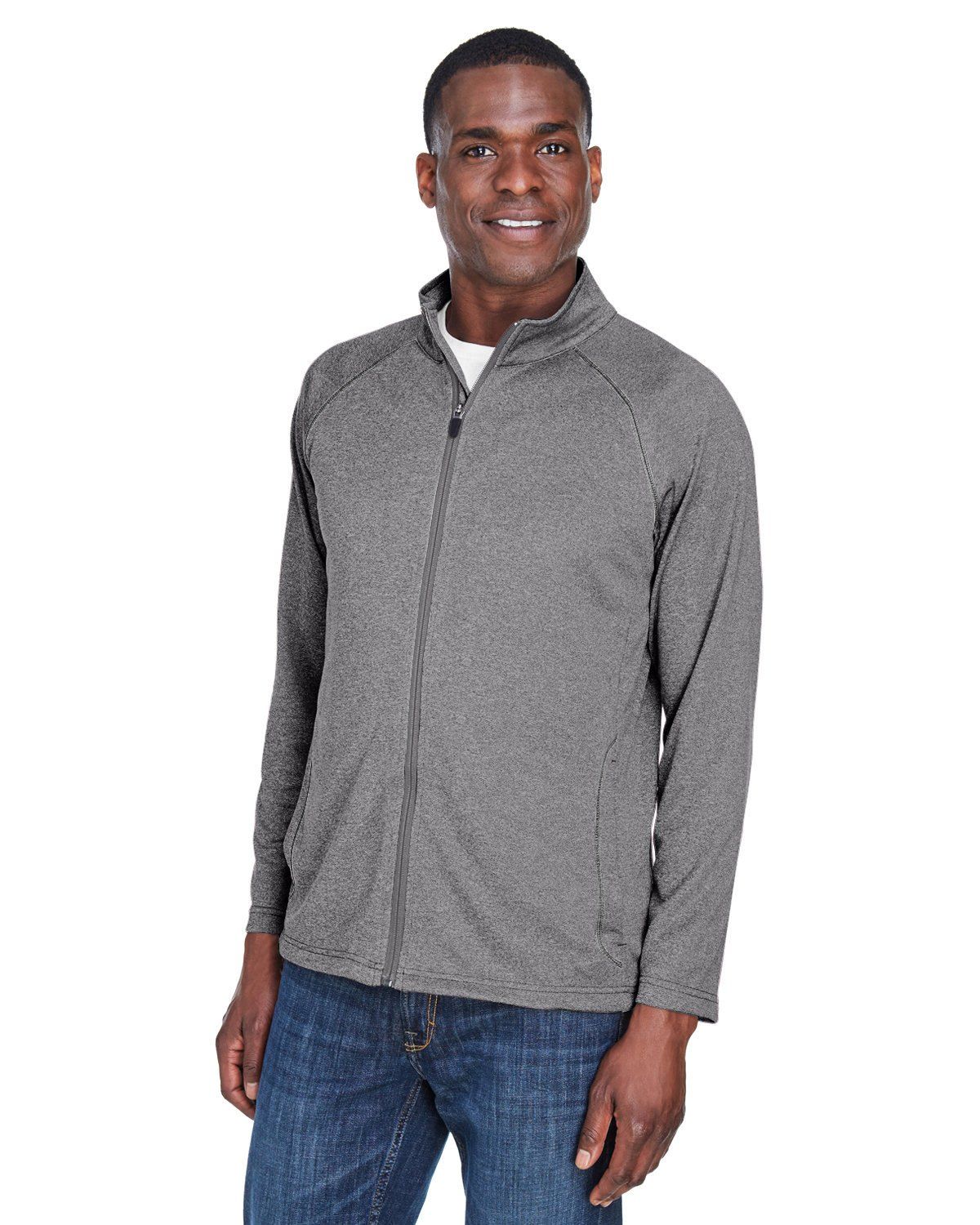Devon & Jones Men's Stretch Tech Shell® Compass Full Zip in Dark Grey Heather