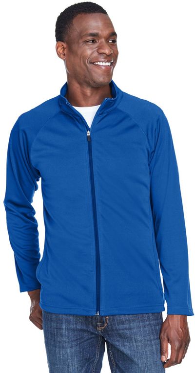 Am image of a Custom Devon & Jones Men's Stretch Tech Shell® Compass Full Zip in True Royal!