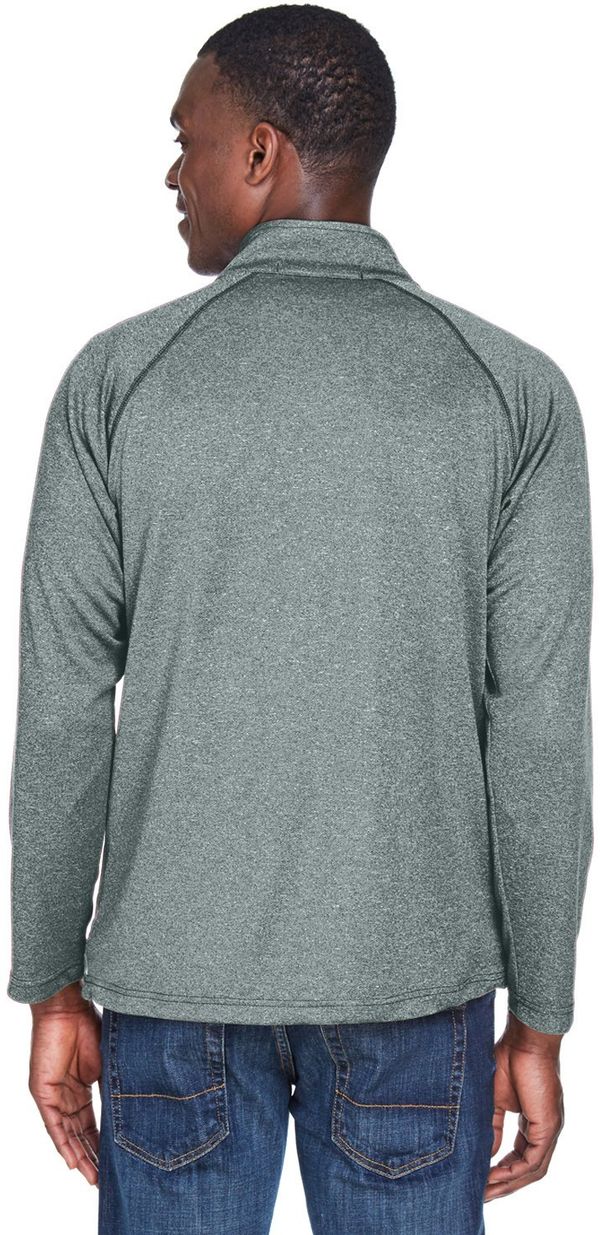 Am image of a Custom Devon & Jones Men's Stretch Tech Shell® Compass Full Zip in Forest Heather!