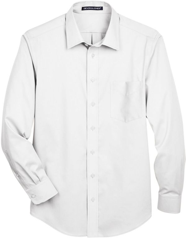 Am image of a Custom Devon & Jones Men's Crown Woven Collection™ Solid Stretch Twill in White!