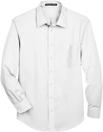 Am image of a Custom Devon & Jones Men's Crown Woven Collection™ Solid Stretch Twill in White!