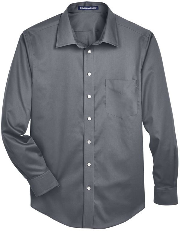Am image of a Custom Devon & Jones Men's Crown Woven Collection™ Solid Stretch Twill in Graphite!