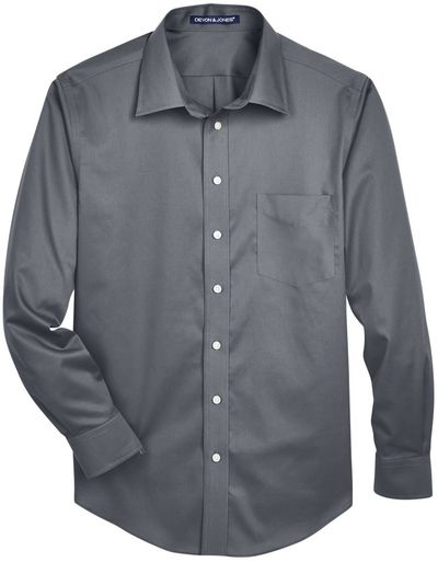 Am image of a Custom Devon & Jones Men's Crown Woven Collection™ Solid Stretch Twill in Graphite!