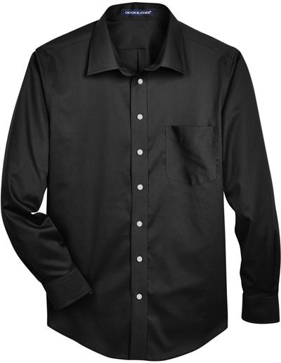 Am image of a Custom Devon & Jones Men's Crown Woven Collection™ Solid Stretch Twill in Black!