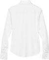 Am image of a Custom Devon and Jones Ladies Crown Collection Solid Stretch Twill Woven Shirt in White!