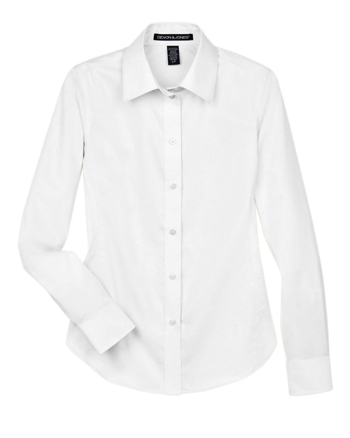 Devon and Jones Ladies Crown Collection Solid Stretch Twill Woven Shirt in White