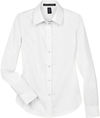 Am image of a Custom Devon and Jones Ladies Crown Collection Solid Stretch Twill Woven Shirt in White!