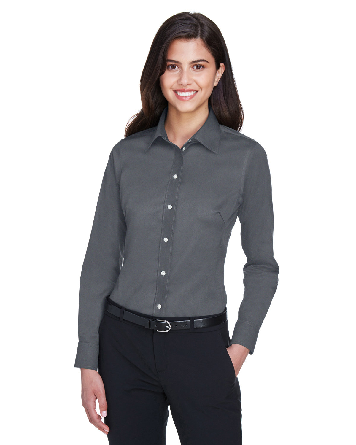 Devon and Jones Ladies Crown Collection Solid Stretch Twill Woven Shirt