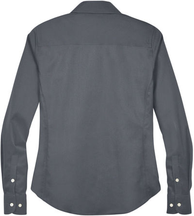 Am image of a Custom Devon and Jones Ladies Crown Collection Solid Stretch Twill Woven Shirt in Graphite!