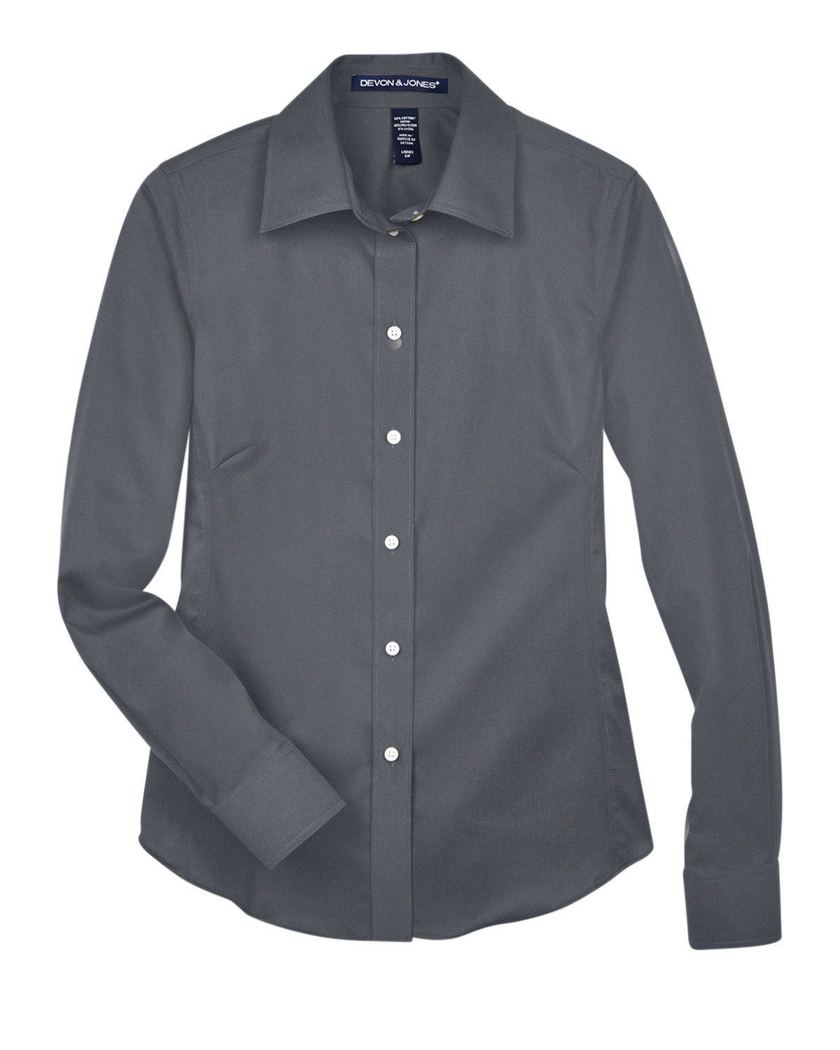 Devon and Jones Ladies Crown Collection Solid Stretch Twill Woven Shirt in Graphite