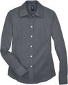 Am image of a Custom Devon and Jones Ladies Crown Collection Solid Stretch Twill Woven Shirt in Graphite!