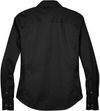 Am image of a Custom Devon and Jones Ladies Crown Collection Solid Stretch Twill Woven Shirt in Black!