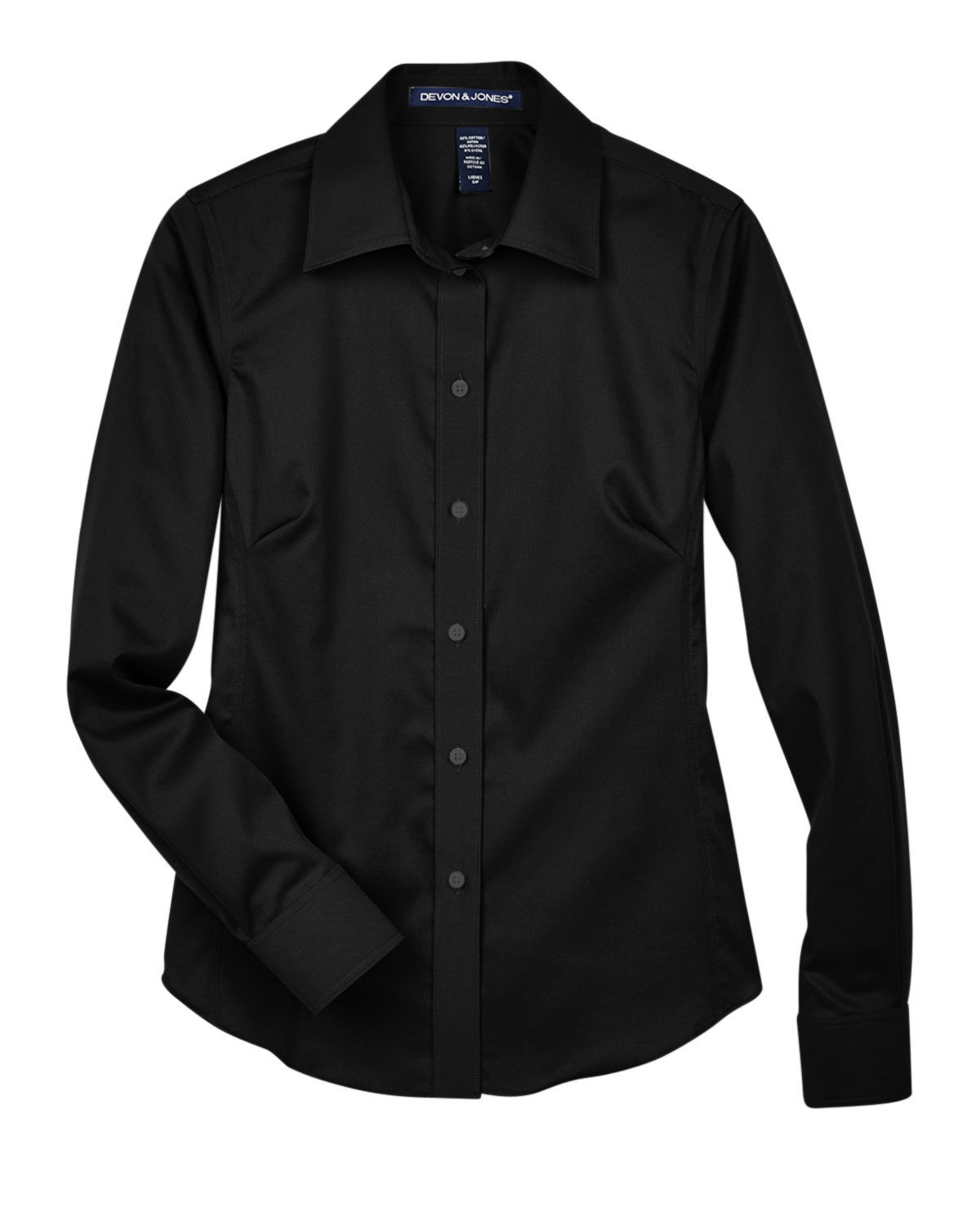 Devon and Jones Ladies Crown Collection Solid Stretch Twill Woven Shirt in Black