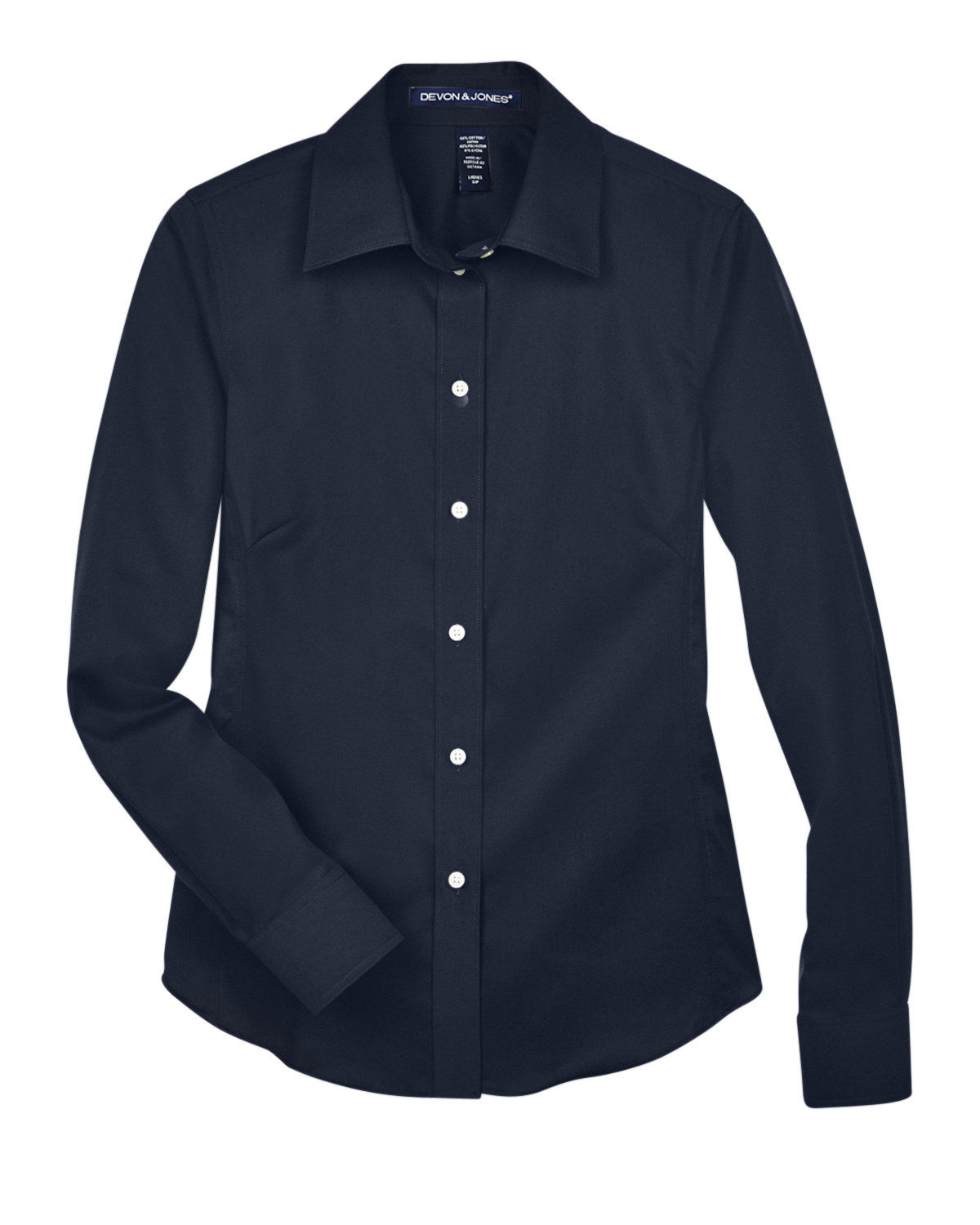 Devon and Jones Ladies Crown Collection Solid Stretch Twill Woven Shirt in Navy