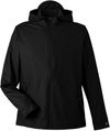 Am image of a Custom Devon & Jones Unisex New Classics Prescott Rain Jacket in BLACK!