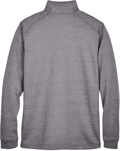 Am image of a Custom Devon & Jones Men's Newbury Melange Fleece Quarter Zip in Dark Grey Heathr!