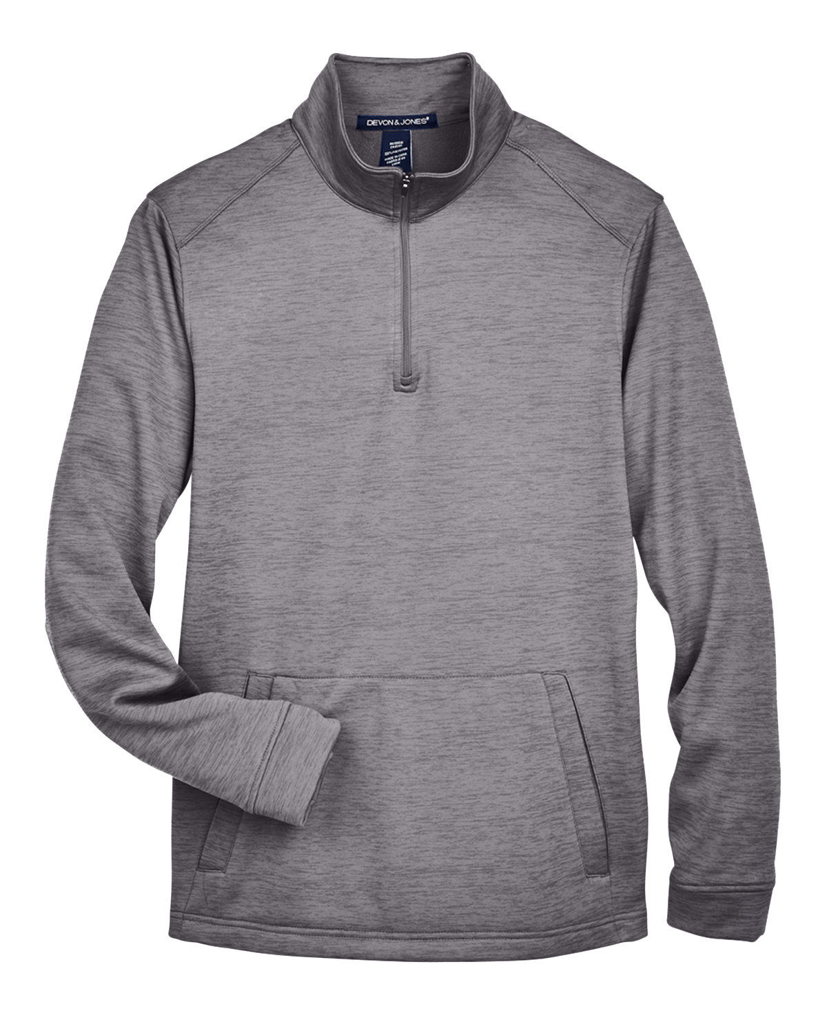 Devon & Jones Men's Newbury Melange Fleece Quarter Zip in Dark Grey Heathr