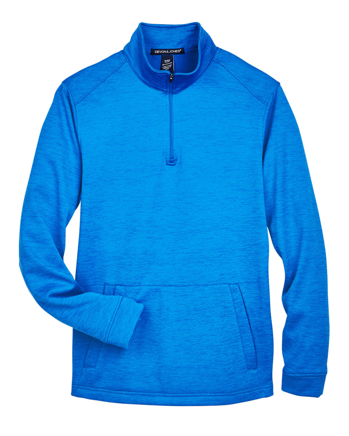 Devon & Jones Men's Newbury Melange Fleece Quarter Zip in French Blue Hthr