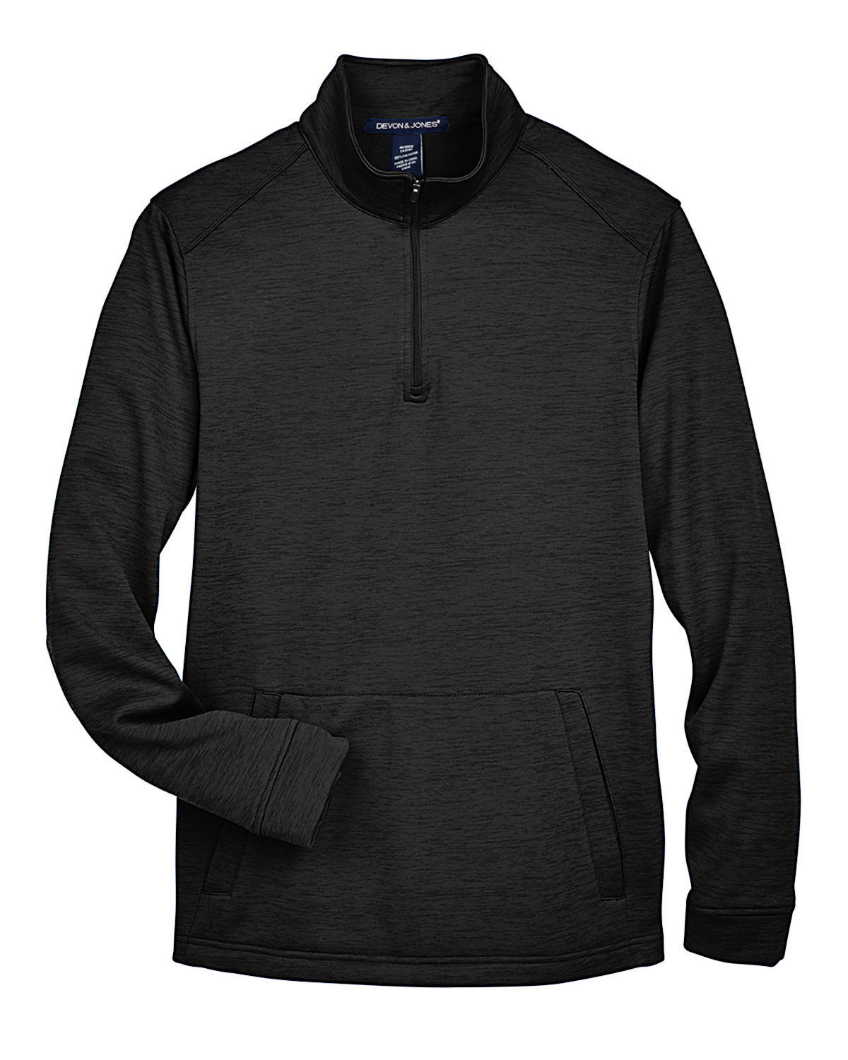 Devon & Jones Men's Newbury Melange Fleece Quarter Zip in Black Heather