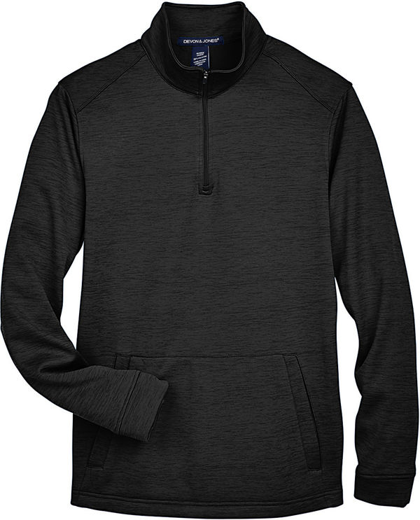 Am image of a Custom Devon & Jones Men's Newbury Melange Fleece Quarter Zip in Black Heather!