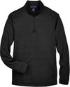 Am image of a Custom Devon & Jones Men's Newbury Melange Fleece Quarter Zip in Black Heather!