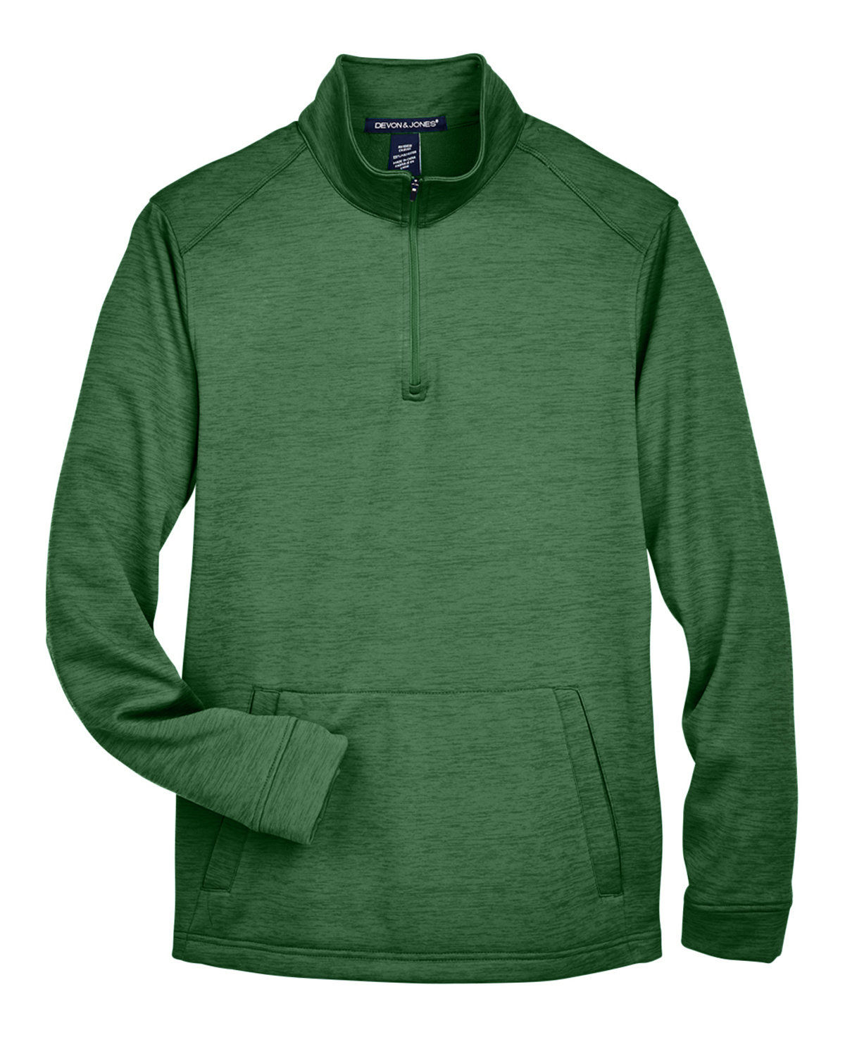 Devon & Jones Men's Newbury Melange Fleece Quarter Zip in Forest Heather