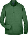 Am image of a Custom Devon & Jones Men's Newbury Melange Fleece Quarter Zip in Forest Heather!