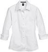 Am image of a Custom Devon and Jones Ladies Perfect Fit Three Quarters Sleeve Stretch Poplin Blouse in White!
